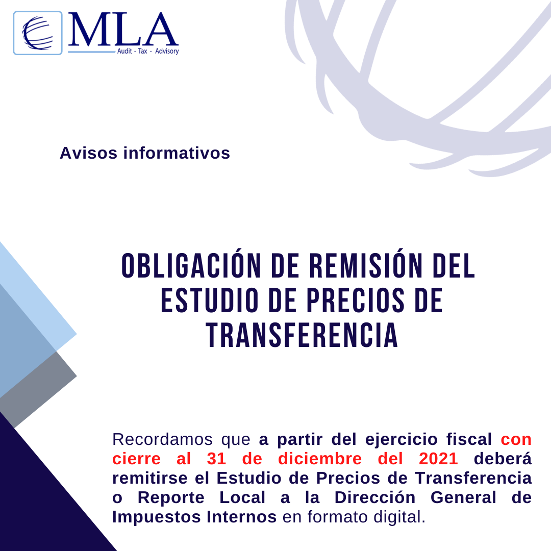OBLICACION DE REMISION DEL ESTUDIO DE PRECIOS DE TRANSFERENCIA